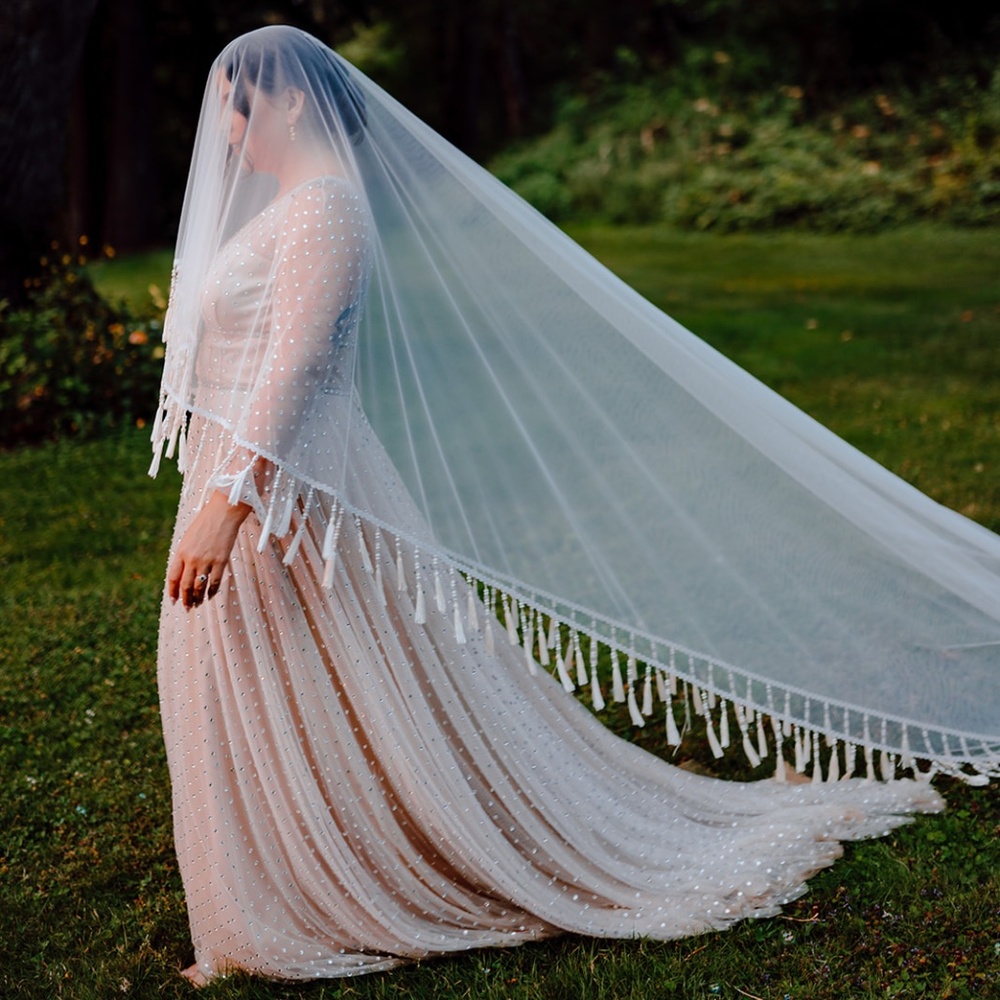 Ru de Seine Zodiac Veil - Cathedral Length Two-tier Boho Veil